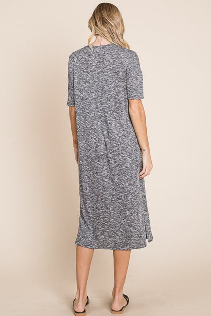 Elegant Midi Dress with Slit for Effortless Chic Style