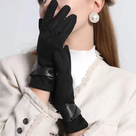 Warm Leather Trimmed Suede Gloves Simply Love