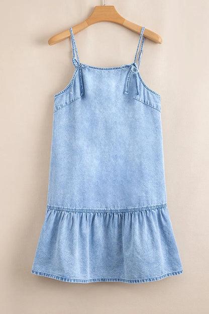 Simply Love: Denim Dress, Bow & Ruffle