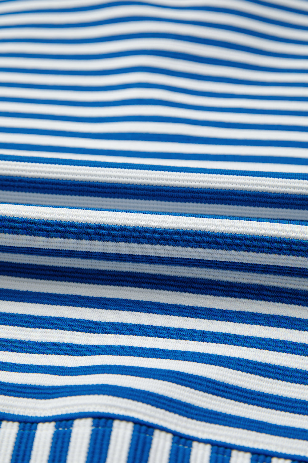 Premium Blue Stripe Quarter Zip Collar Pullover Long Sleeve Top