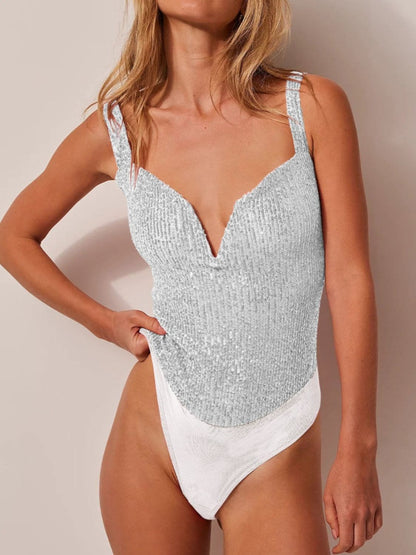 Sequin Wide Strap Bodysuit.