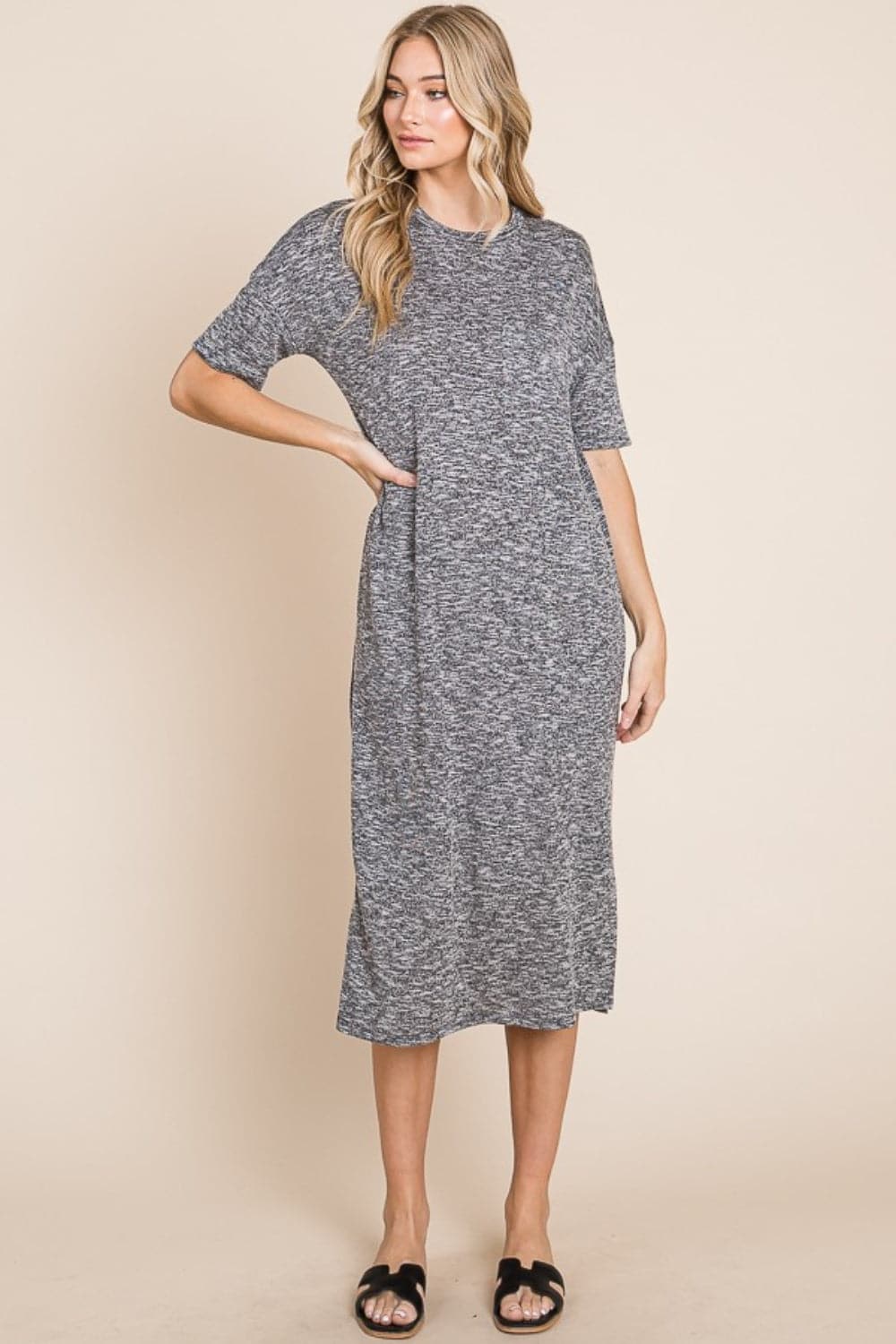 Elegant Midi Dress with Slit for Effortless Chic Style