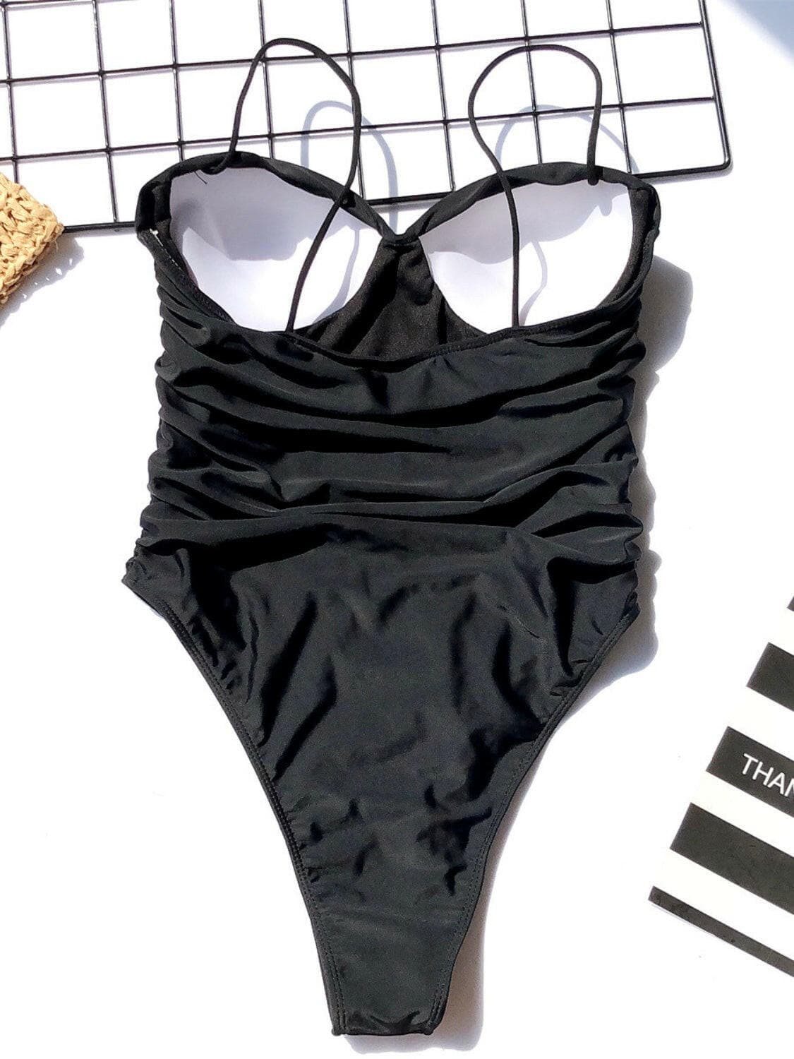 Ruched Sweetheart Neck One-Piece Swimwear.