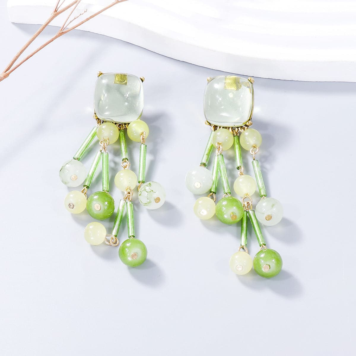 Acrylic Bead Dangle Earrings.