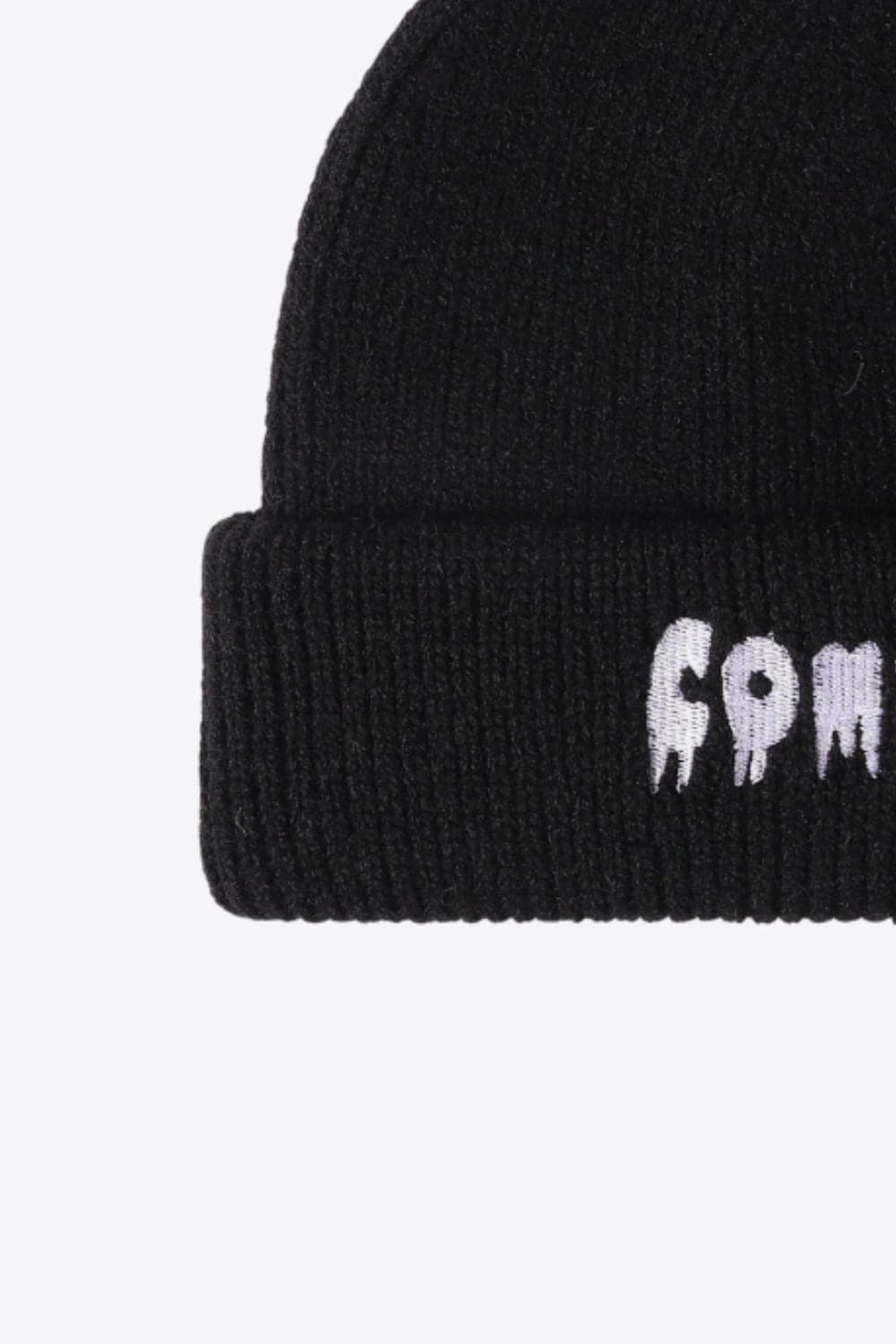 COME ON Embroidered Cuff Knit Beanie.