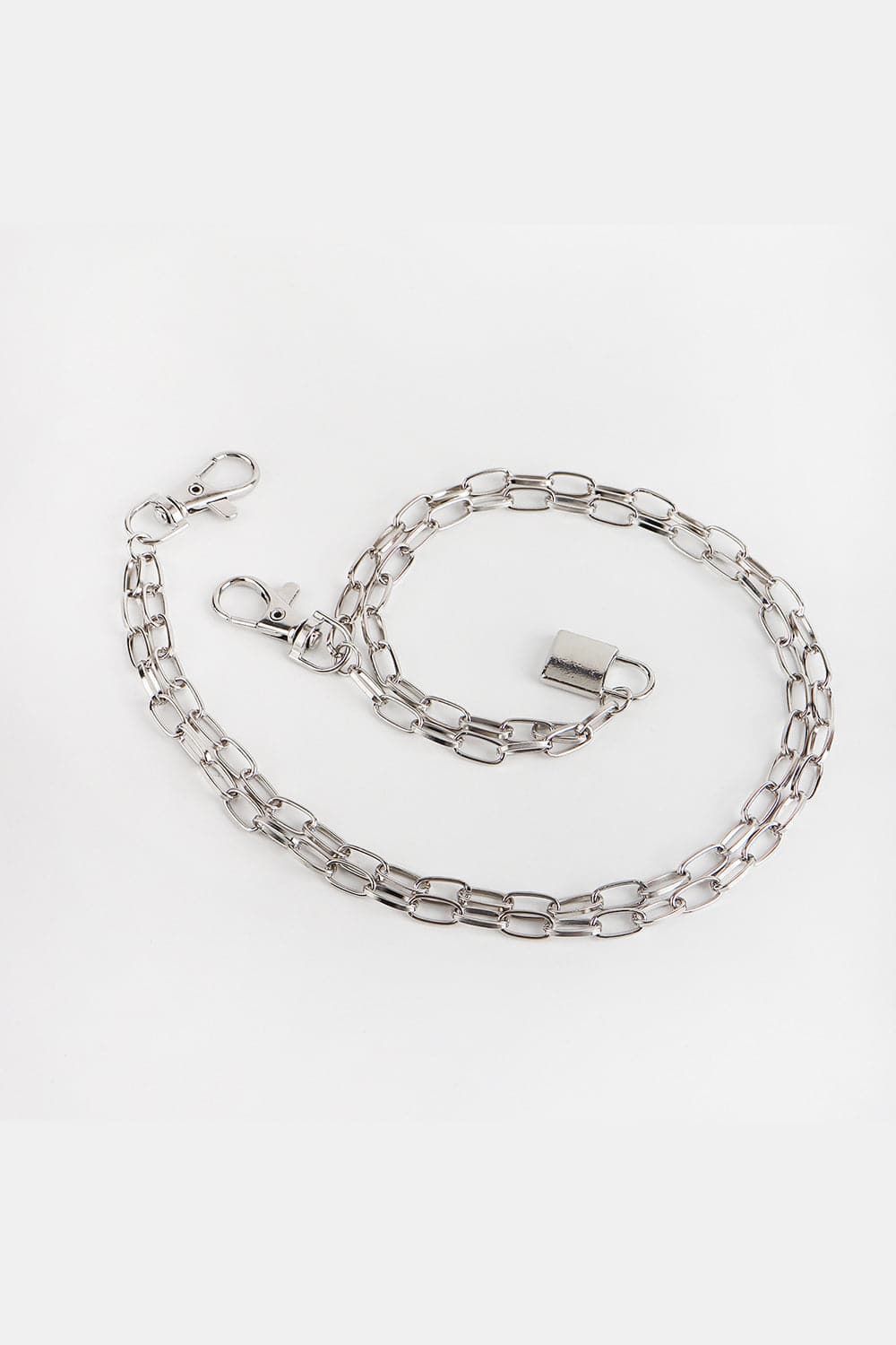 Double Layered Iron Chain Belt with Lock Charm.