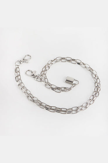 Double Layered Iron Chain Belt with Lock Charm.