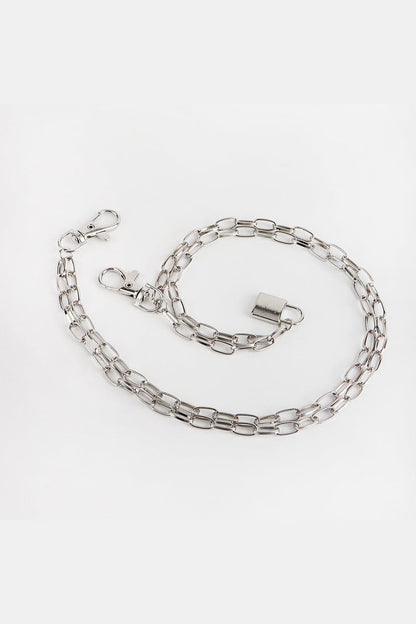 Double Layered Iron Chain Belt with Lock Charm.