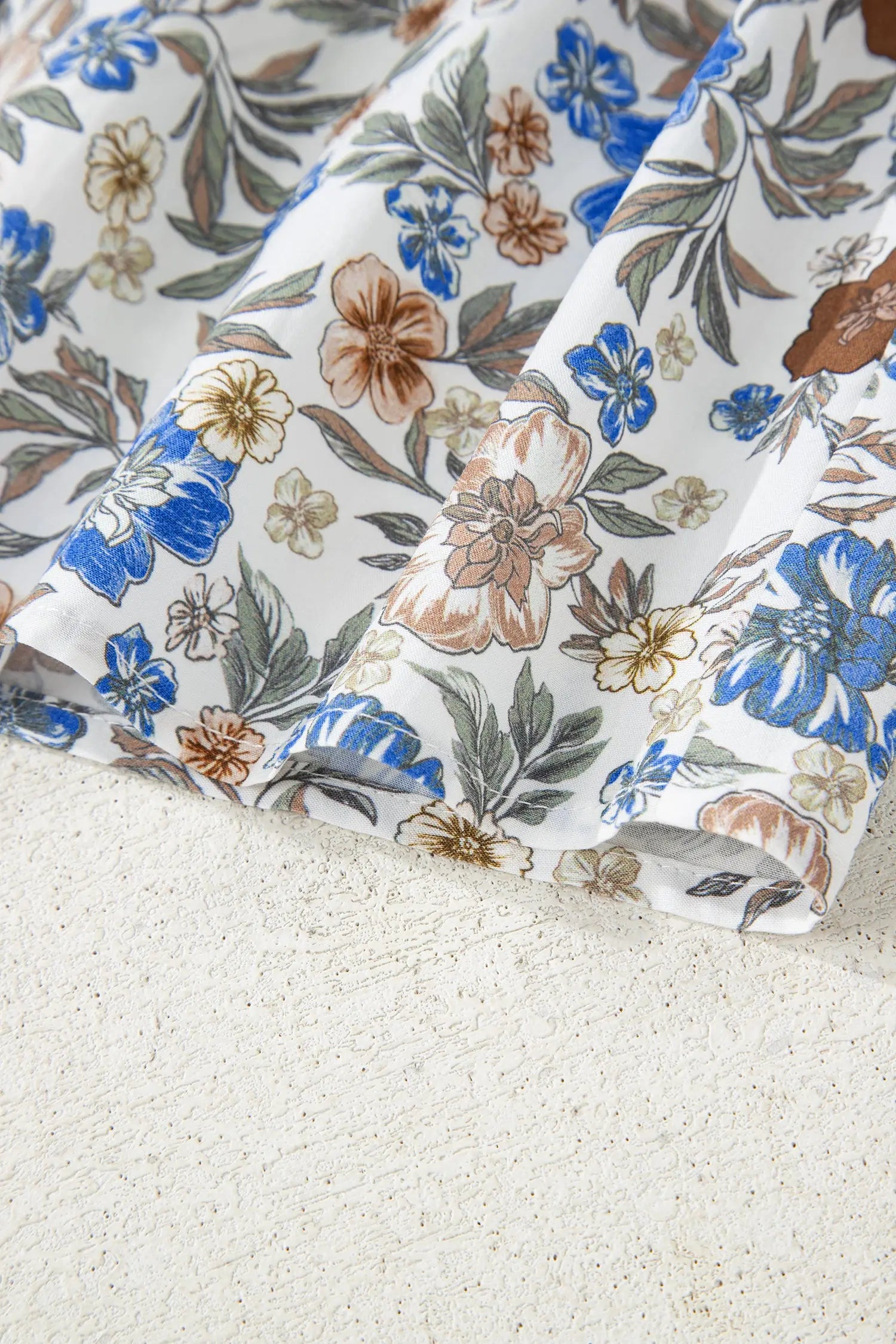 Brown Plaid Frilled Trim V Neck Floral Long Sleeve Blouse Dear-Lover Dropshipping