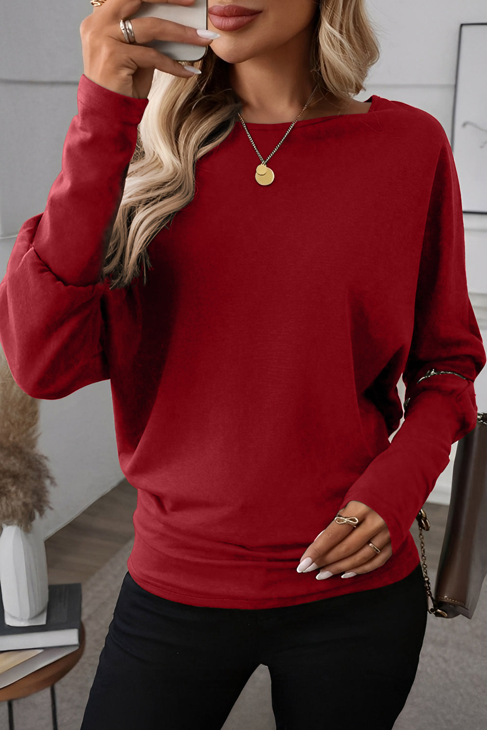 Dear-Lover Red Long Sleeve Women's Casual Top Everyday Comfort Style Dear-Lover Dropshipping