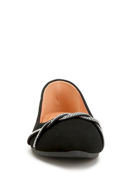 Chic faux leather flats with rhinestones