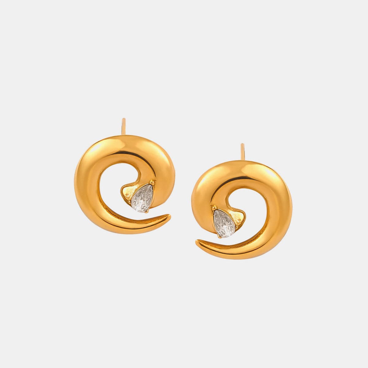 Titanium Steel Zircon Spiral Shape Earrings.