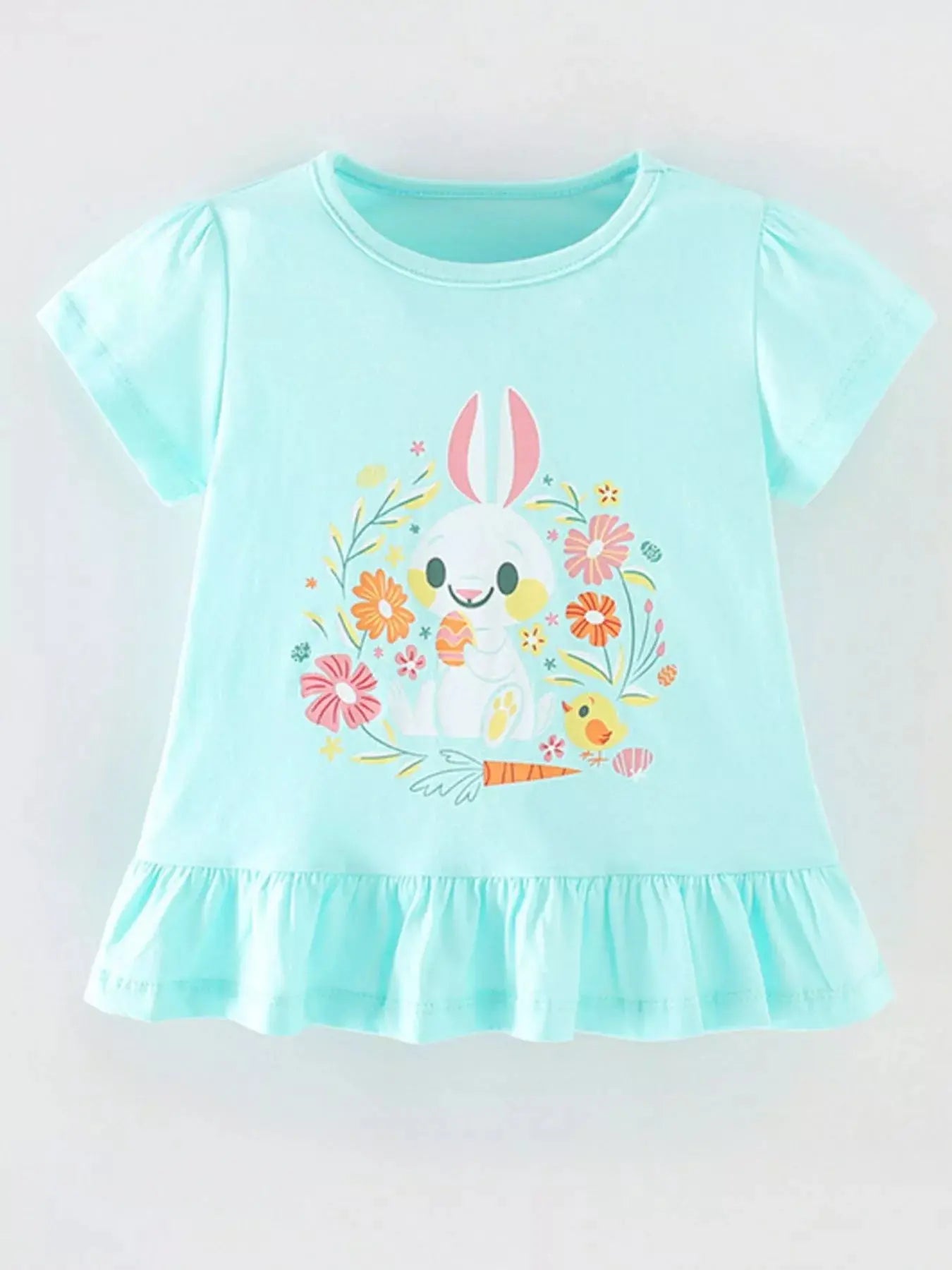 Children's Bunny Graphic Ruffle Hem T-Shirt Simply Love