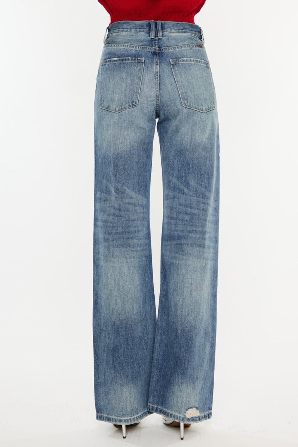 Kancan Distressed High Waist Bootcut Jeans.