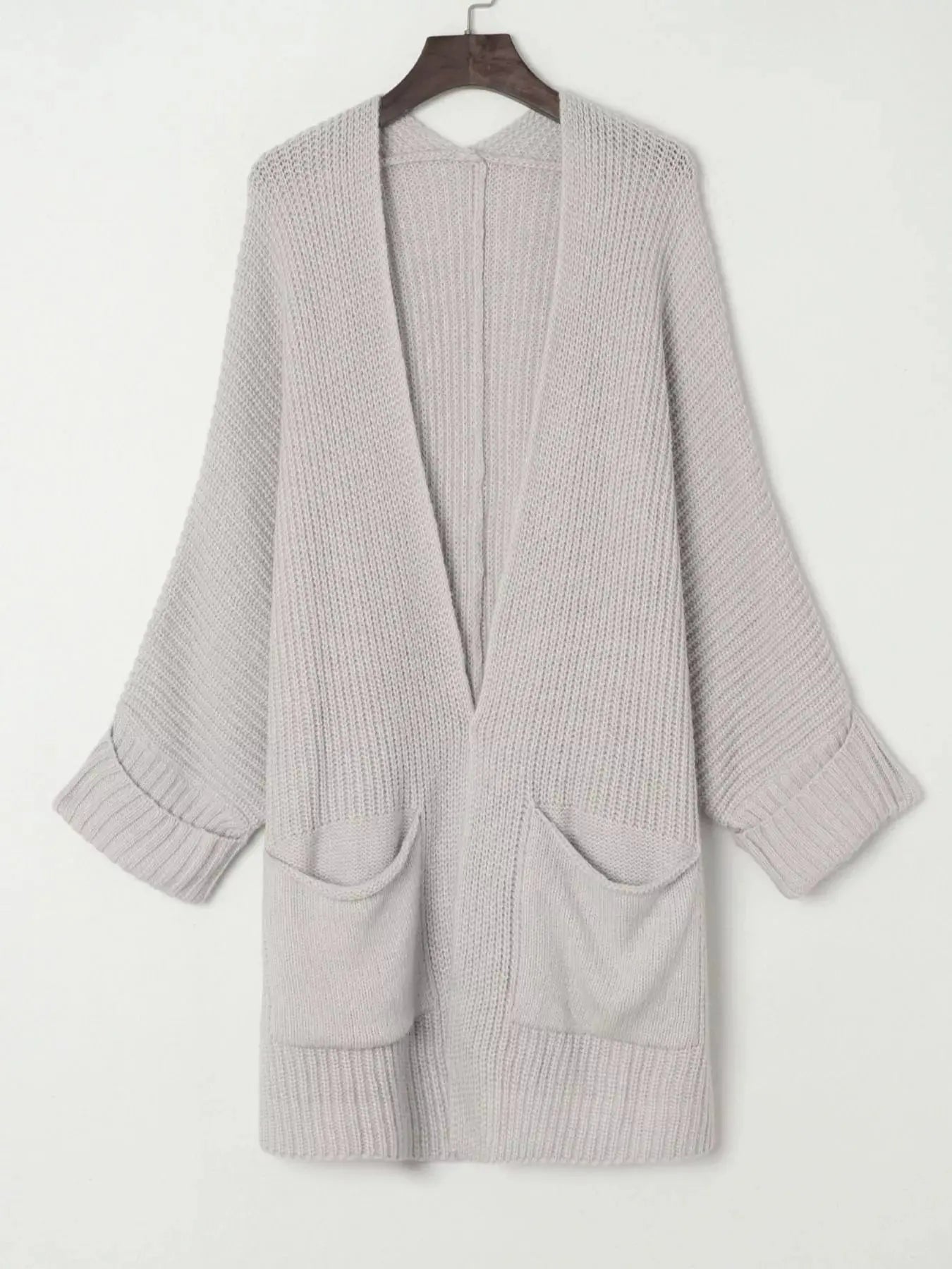Oversized Fold Over Sleeve Open Front Cardigan Simply Love