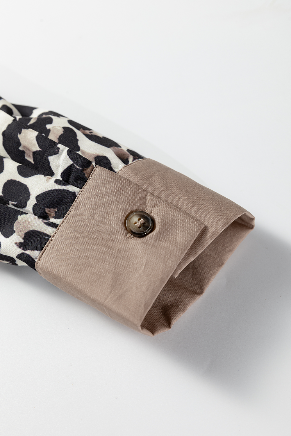 Multicolour Leopard Print Patchwork Cuffs Button Collared Top Dear-Lover Dropshipping