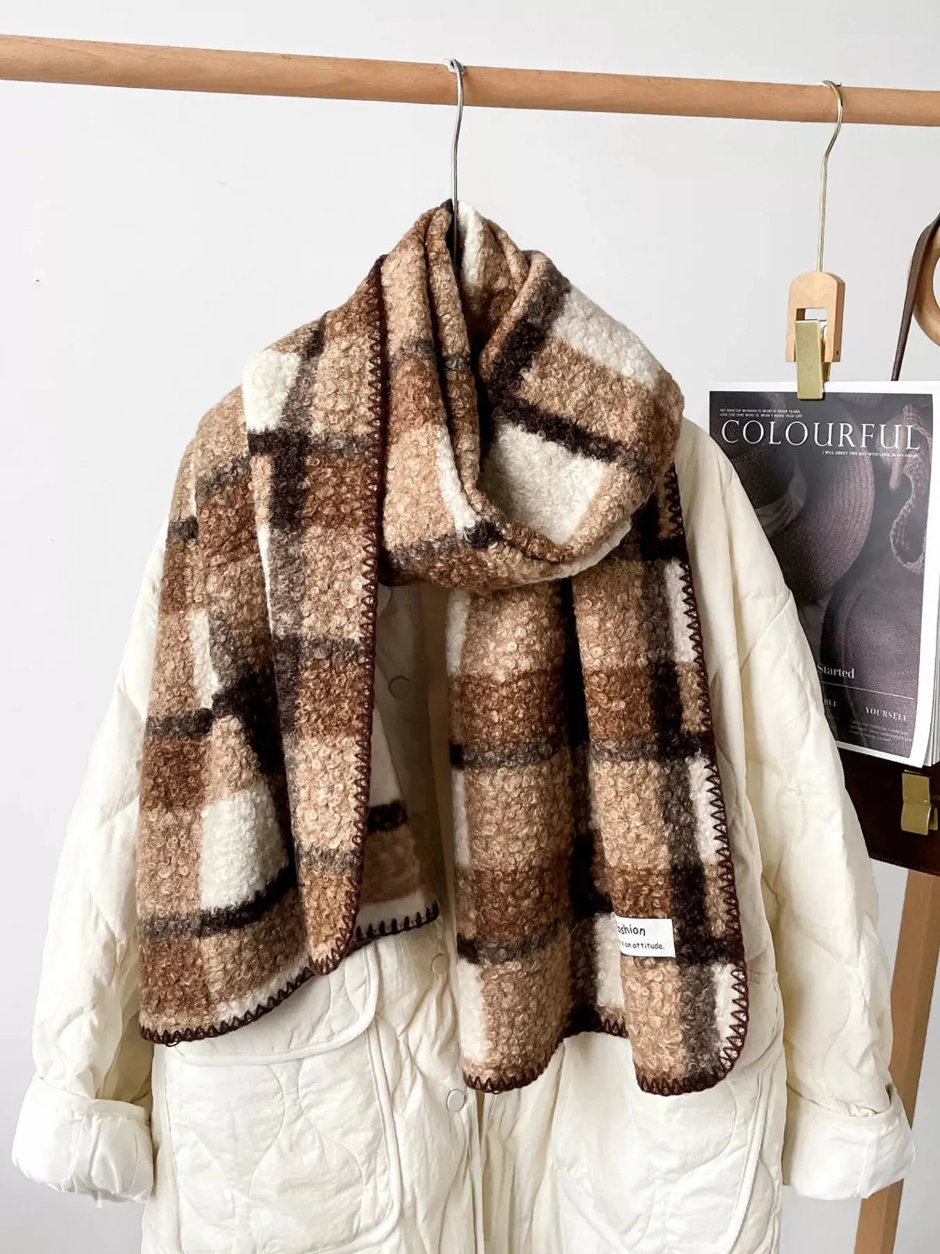 Cozy Plaid Knitted Scarf Simply Love