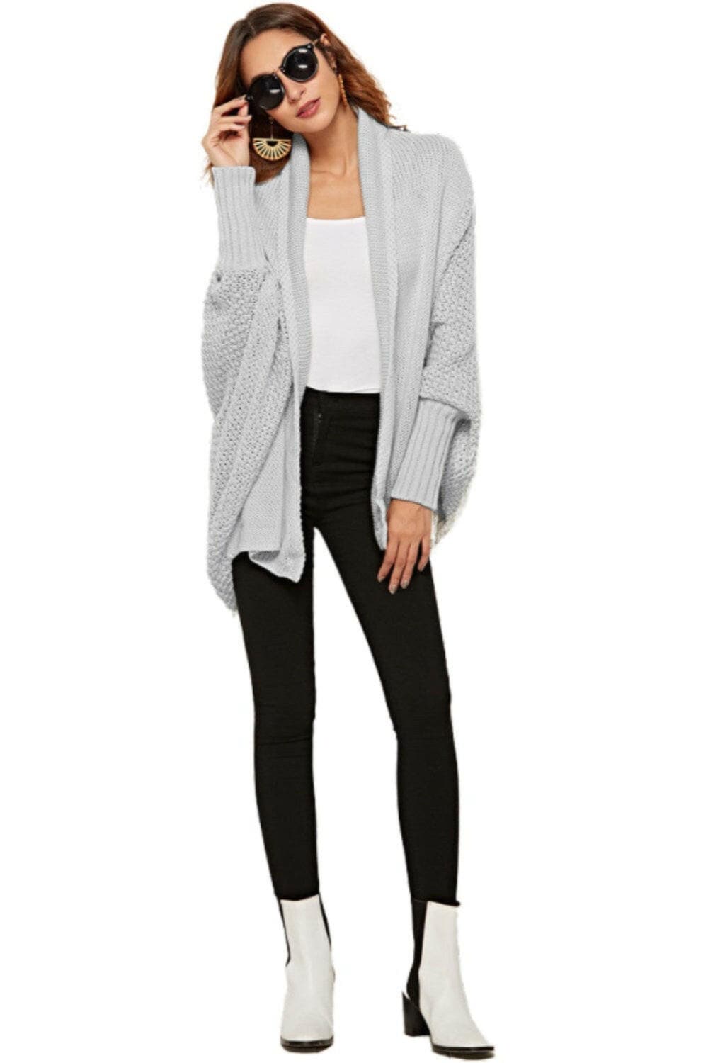 Open Front Batwing Sleeve Cardigan.