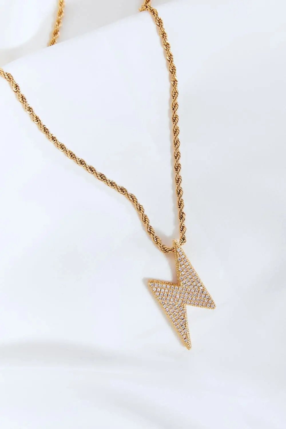 Brass Lightning Bolt Necklace - Love Salve 