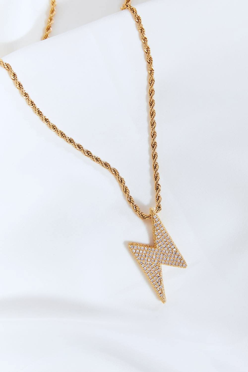 Brass Lightning Bolt Necklace - Love Salve 