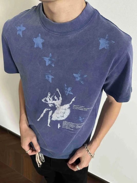 Men's Plus Size Vintage Washed Ballet Print T-Shirt Simply Love