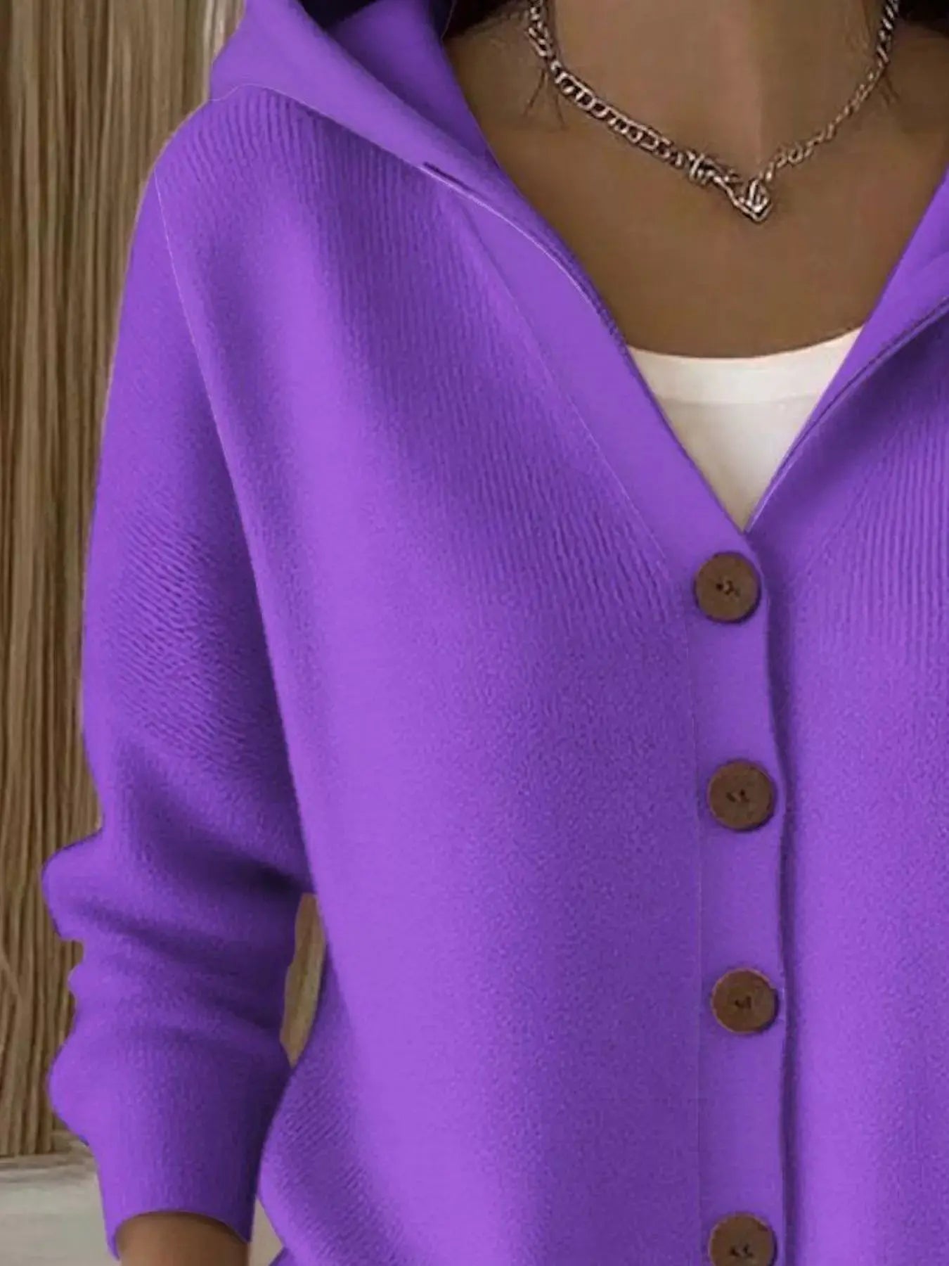 Full Size Hooded Button-Down Knit Cardigan Plus Size Simply Love
