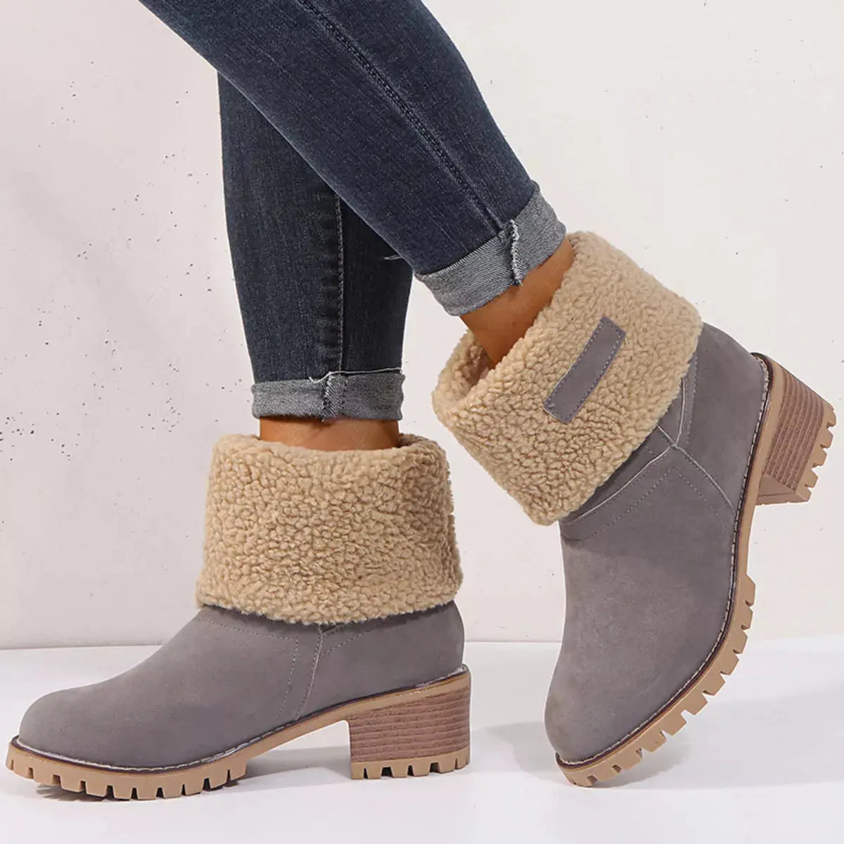 Round Toe Block Heels Boots Simply Love