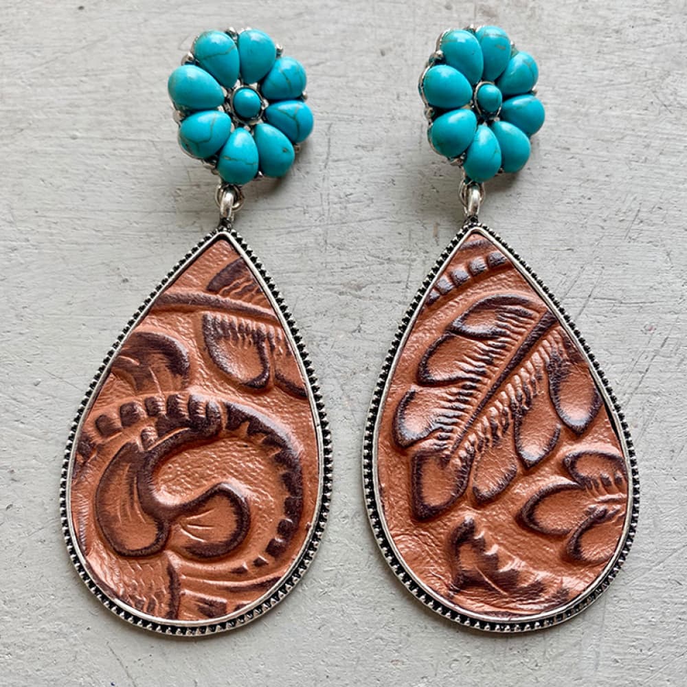 Turquoise blooms teardrop earrings