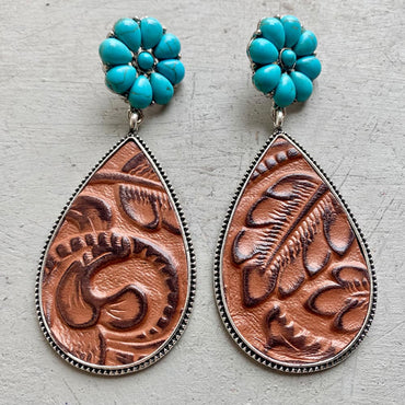 Turquoise blooms teardrop earrings