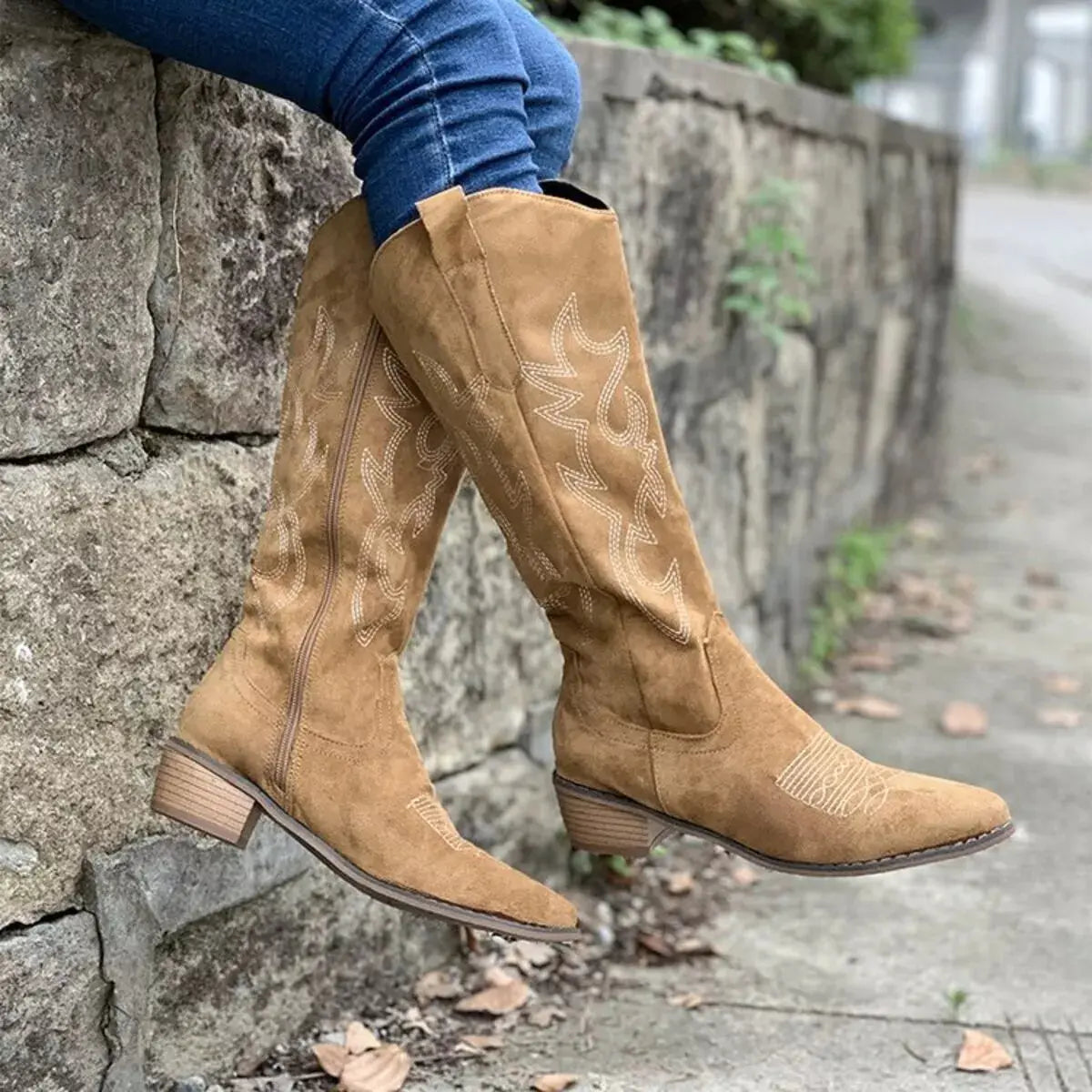 Point Toe Block Heels Boots Simply Love