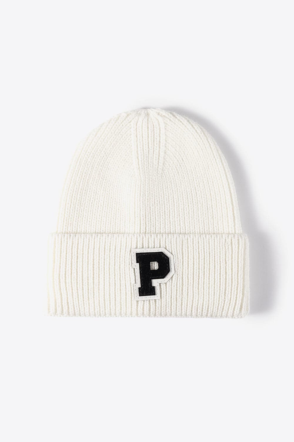 Letter Patch Cuffed Knit Beanie.