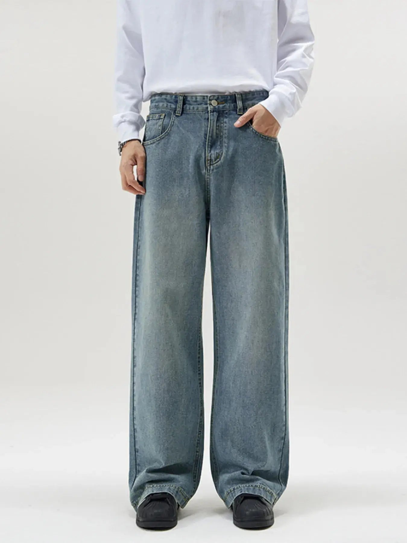 Men's Full Size Vintage Wash Wide Leg Jeans Plus Size Simply Love