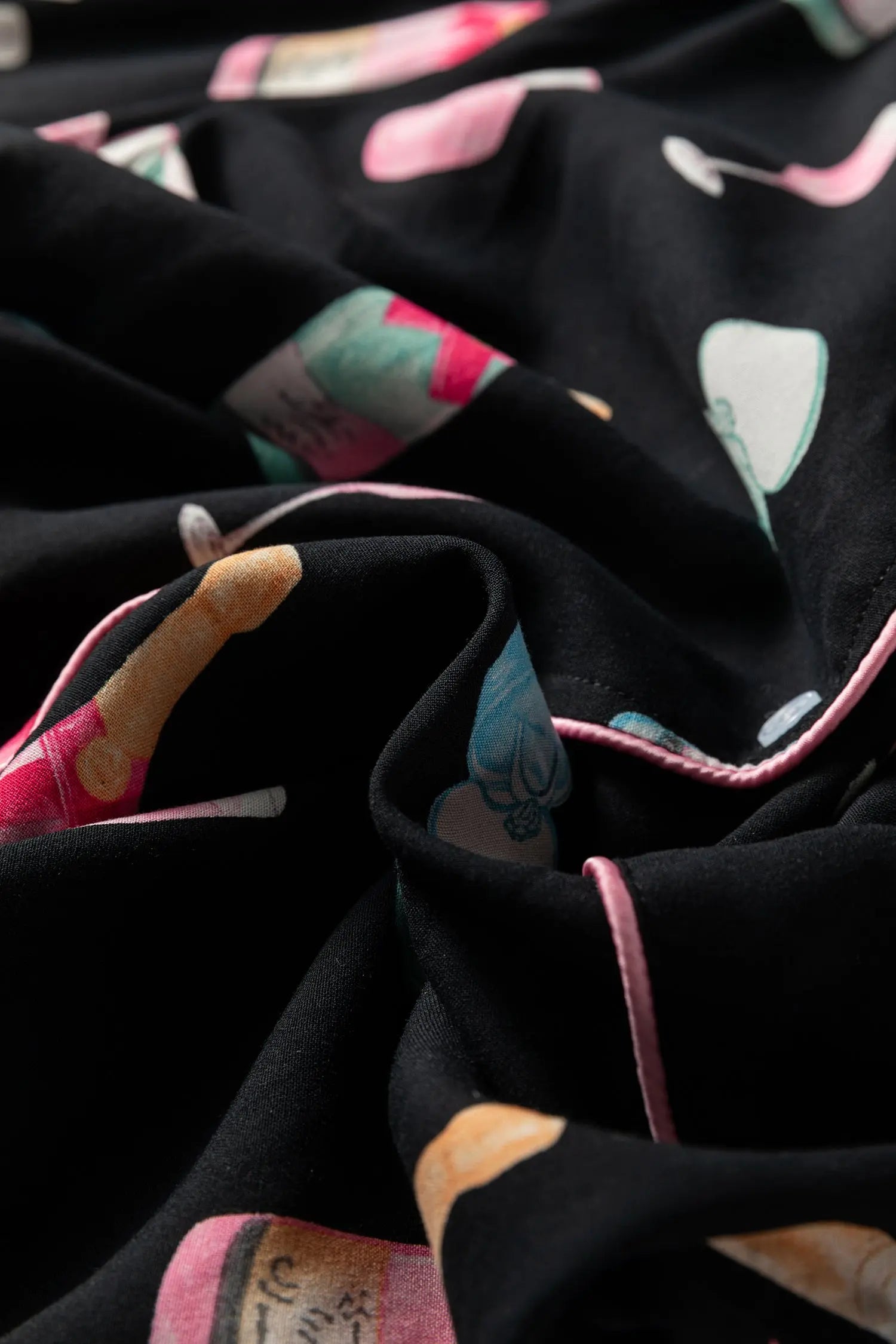 Black Christmas Wine Glass Print Bow Knot Two Piece Pajama Set Dear-Lover Dropshipping