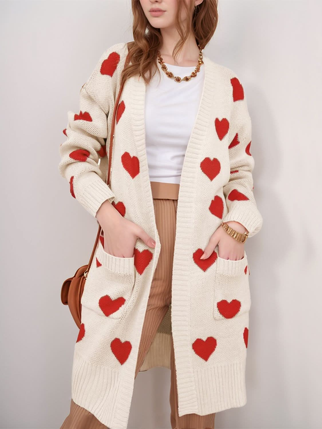 Cozy heart cardigan with pockets