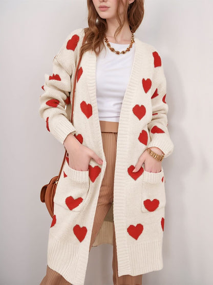 Cozy heart cardigan with pockets