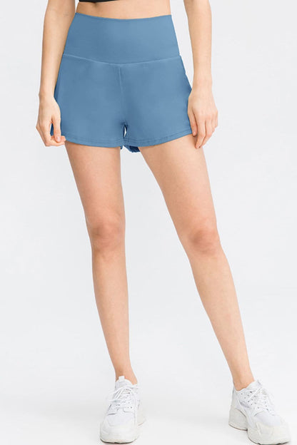 Wide Waistband Sports Shorts with Pockets.