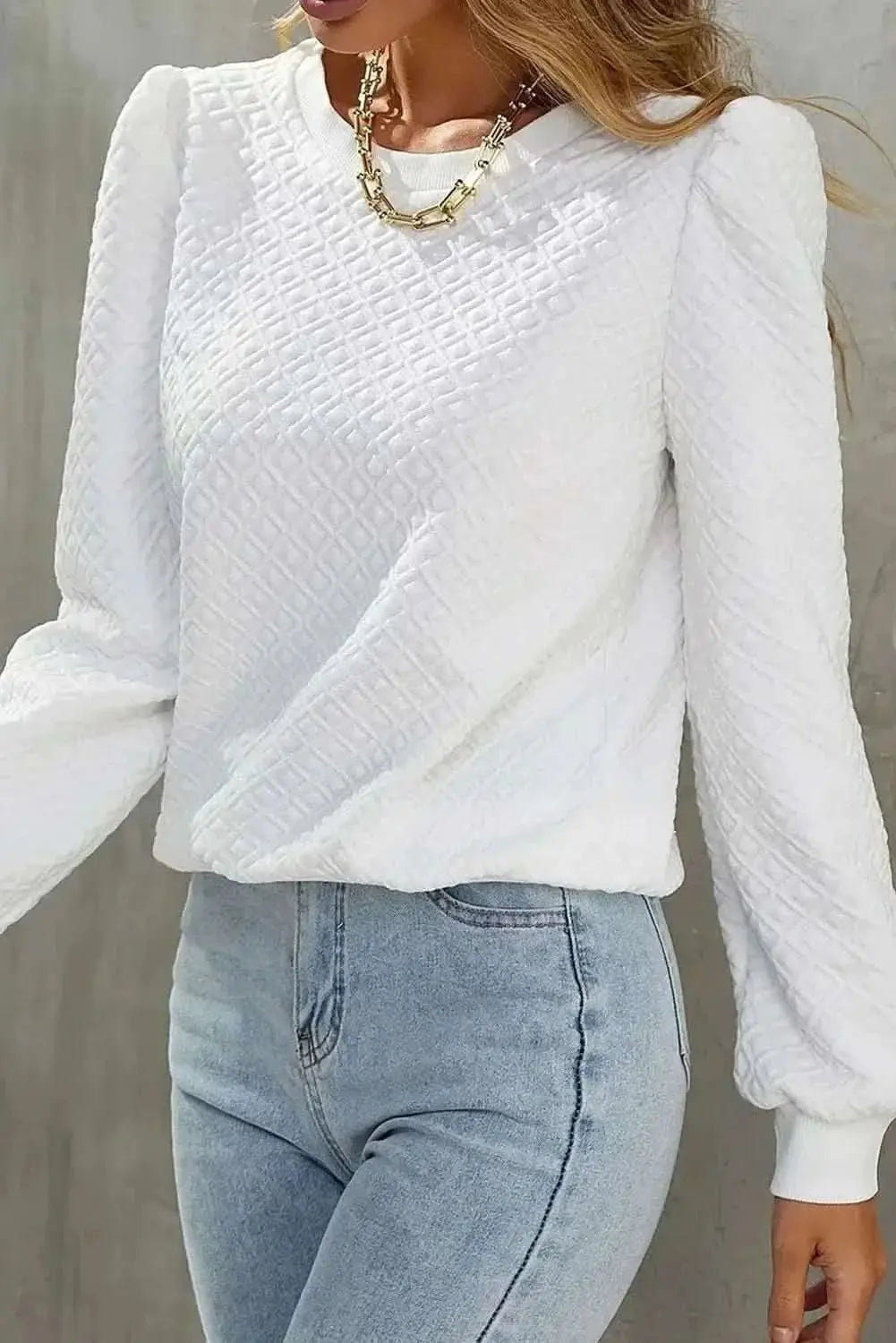 Flattering textured long sleeve top - Love Salve 