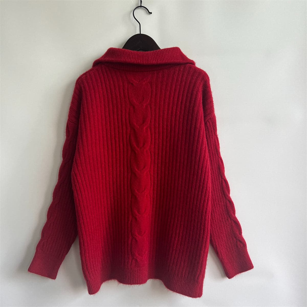 Ribbed Half Zip Long Sleeve Sweater.