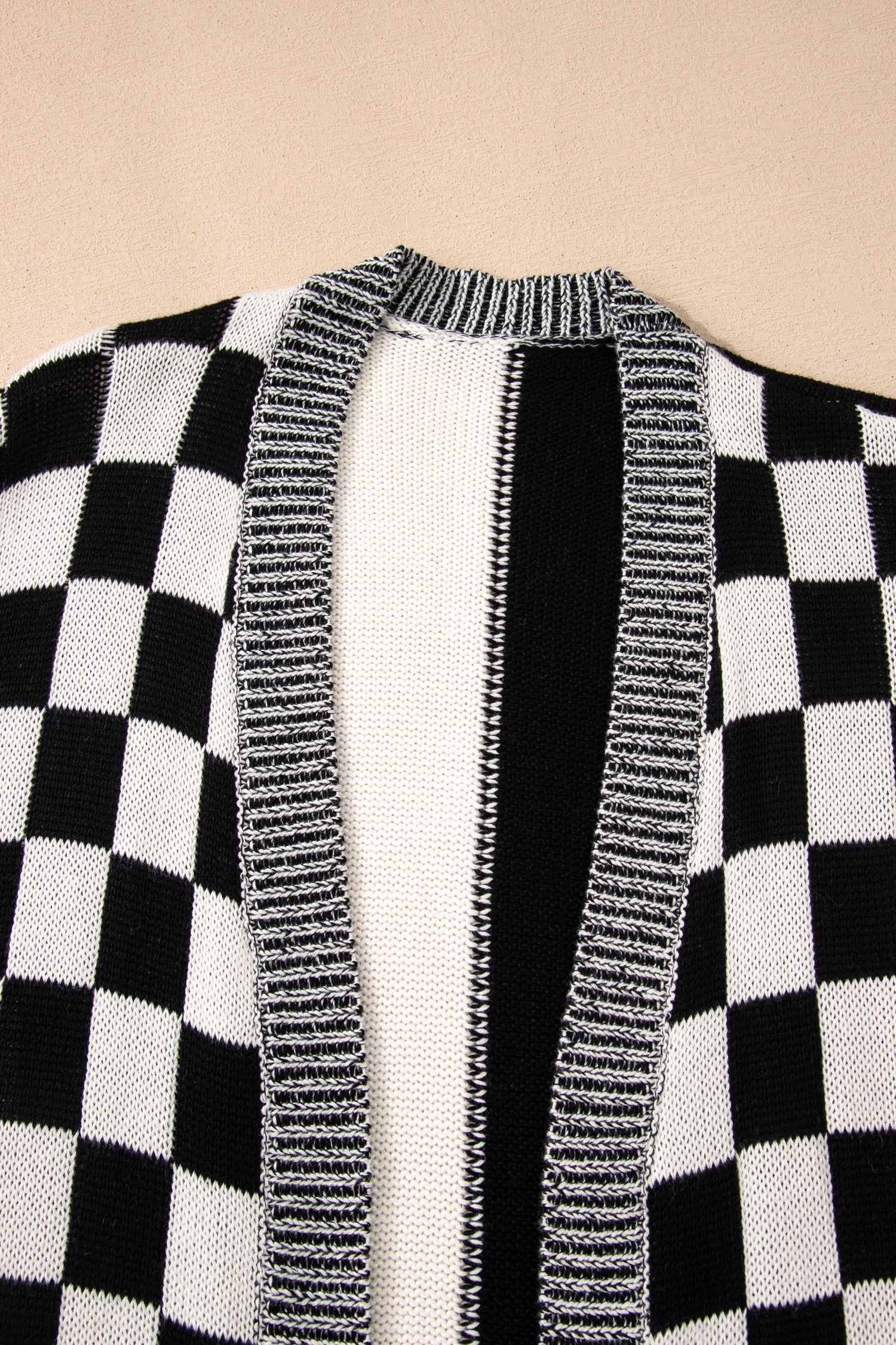 Black Plus Size Checkered Bubble Sleeve Open Front Cardigan Dear-Lover Dropshipping