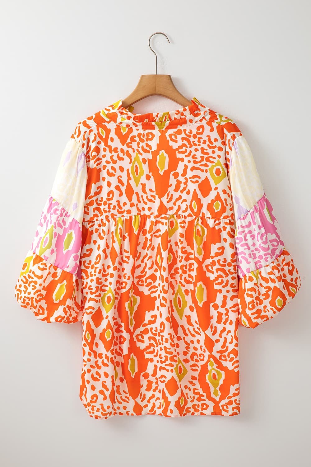 Printed Notched Half Sleeve Blouse.