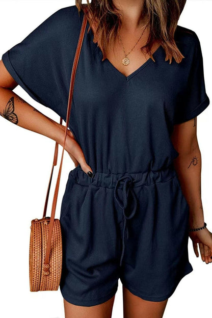 Full Size Drawstring V-Neck Short Sleeve RomperExperience Ultimate Comfort and Style with Our Full Size Drawstring V-Neck Short Sleeve Romper
 
 
Effortless Elegance: Elevate your everyday look with this chic romLove Salve -Neck Short Sleeve Romperjust arrived