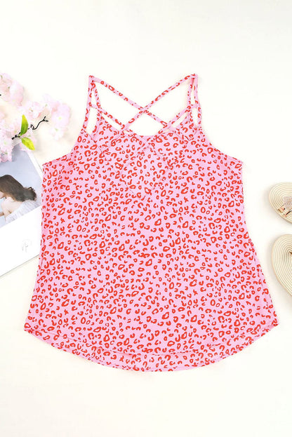 Cutout Leopard Round Neck Tank.