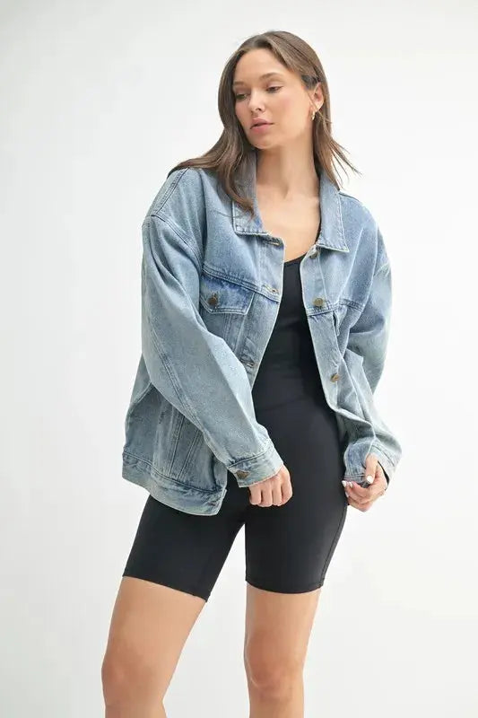 Mono B Boxy Cut Denim Jacket - Love Salve 