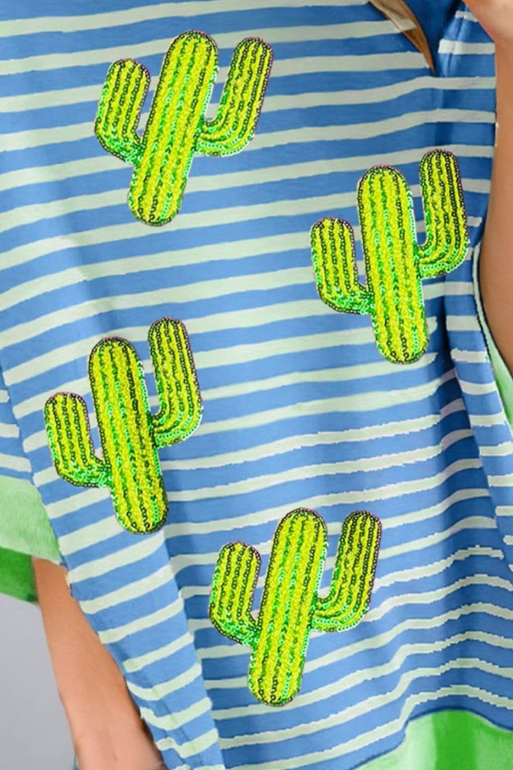 Cactus Striped Round Neck Half Sleeve T-Shirt.