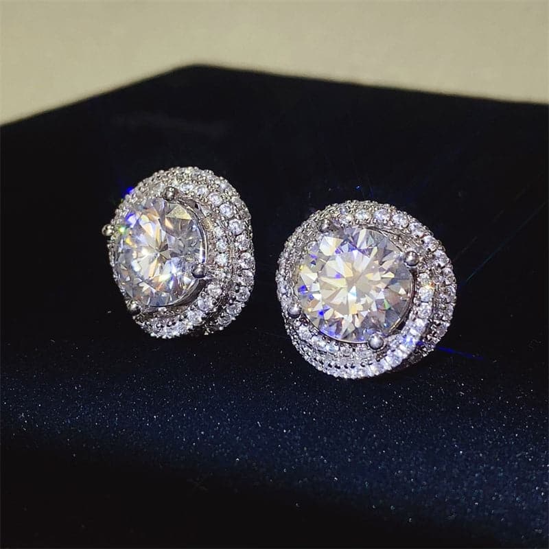 6 Carat Moissanite 925 Sterling Silver Earrings.