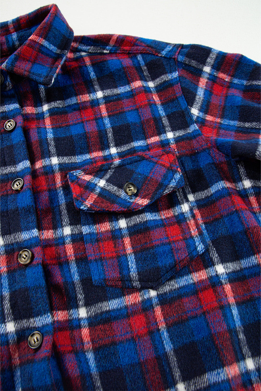 Navy plaid shacket with pockets