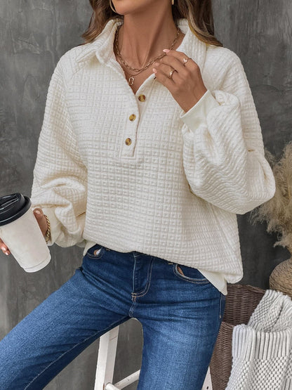 Chic button-down long sleeve sweatshirt