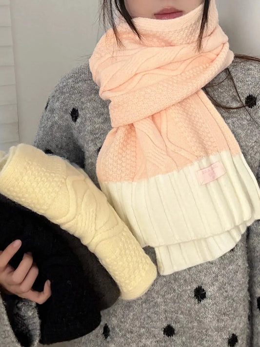 Two-Tone Knitted Warm Scarf Simply Love