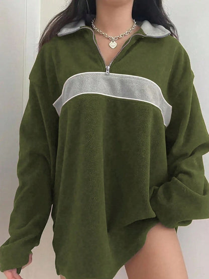 Cozy contrast long sleeve sweatshirt with dropped shoulders