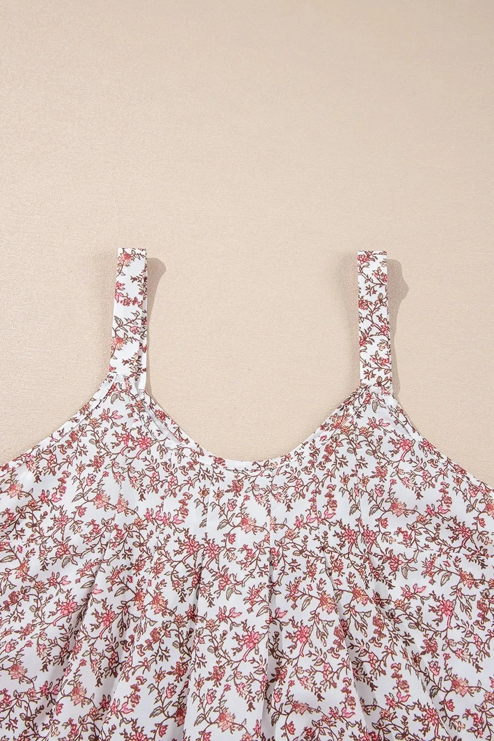 Floral Pleated Detail Scoop Neck Tank Simply Love